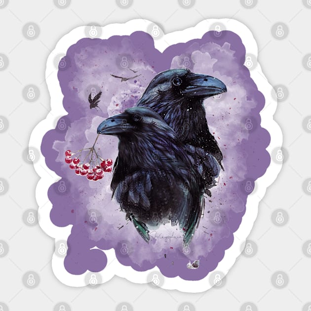 Watercolor Ravens: Made for Wingspan Game Players! Sticker by Graphics Gurl